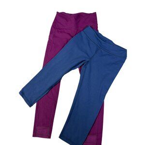 2-Pack Girls Ivivva Active Leggings Size 14 Purple & Navy High-Waisted Stretchy